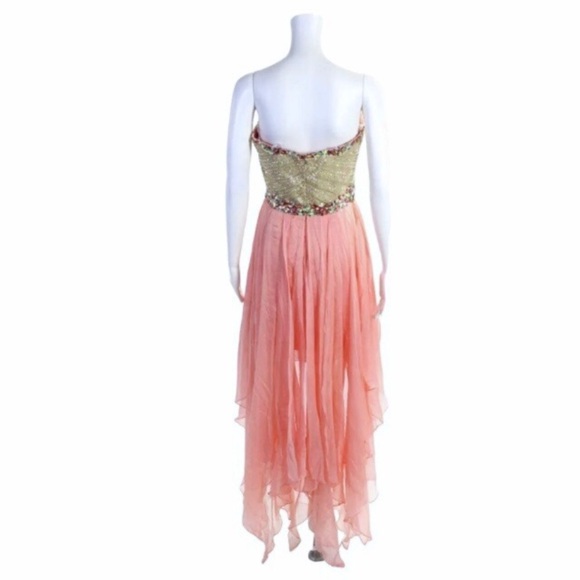 NWOT Sherri Hill Dress Size 0 Pastel Pink Rhinestone Crystal Beaded Hi Low 1920 - Picture 2 of 9